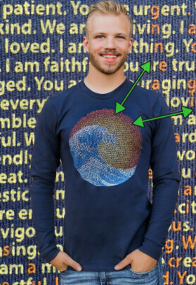 featured image of Think Possible Apparel's great wave design screen printed on a organic cotton long sleeve  in the color midnight navy