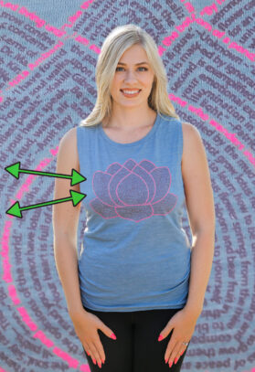 featured image of Think Possible Apparel's lotus flower design screen printed on a flowy muscle tank  in the color denum