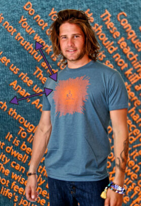 featured image of Think Possible Apparel's buddha design screen printed on a men's crew tee  in the color indigo