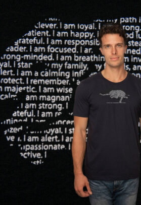 featured image of Think Possible Apparel's yoga elephant design screen printed on a organic cotton tee  in the color night