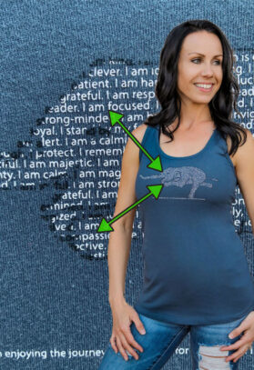 featured image of Think Possible Apparel's yoga elephant design screen printed on a racerback tank  in the color indigo